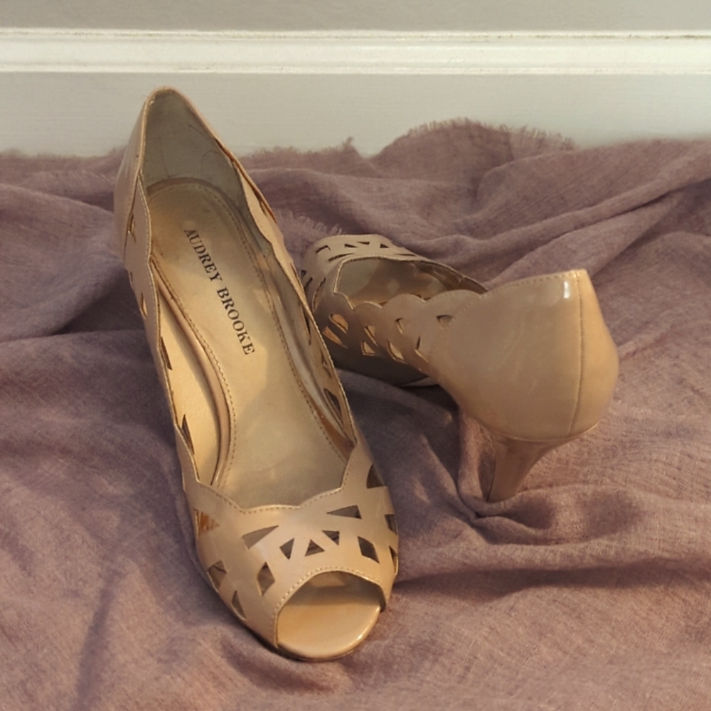 Taupe Peep Toe Heels